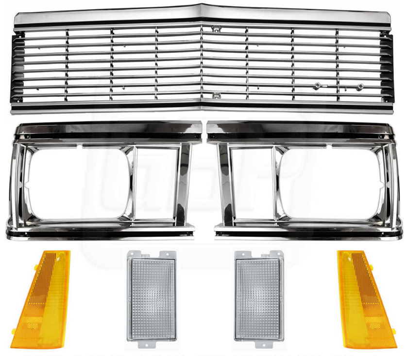 81 Malibu El Camino Grille, Headlight Bezel Trim Side Marker Turn Lamp Light SET
